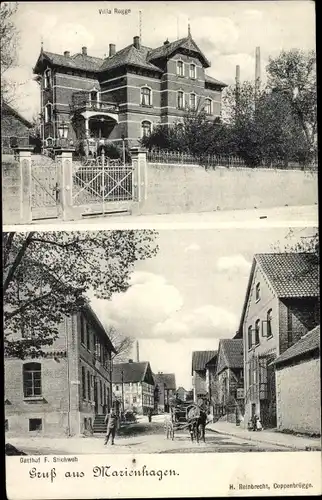 Ak Marienhagen Duingen in Niedersachsen, Villa Rogge, Gasthof F. Stichweh, Straße