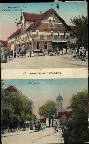 Ak Imsen Alfeld an der Leine, Gastwirtschaft Wilhelm Hennecke, Straße, Kirche