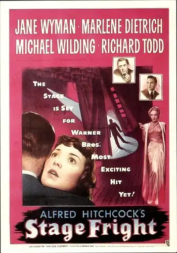 Ak Schauspieler Jane Wyman, Marlene Dietrich, Michael Wilding, Richard Todd, Stage Fright