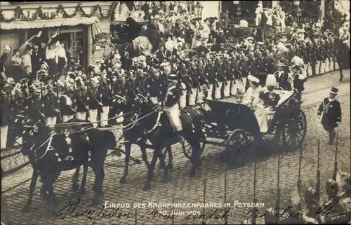 Ak Potsdam in Brandenburg, Einzug des Kronprinzenpaares, 20.06.1905