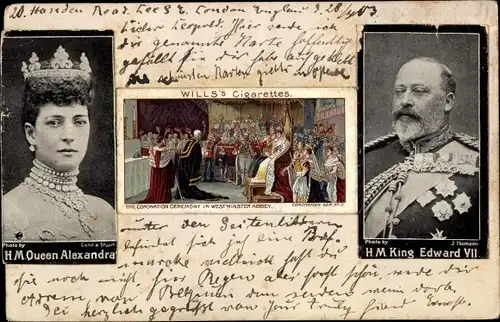 Ak König Edward VIII, Königin Alexandra, Reklame, Will's Zigaretten, Krönung
