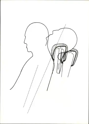 Foto Ak Auto, schematische Zeichnung einer Nackenstütze