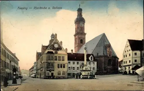 Ak Freising in Oberbayern, Pfarrkirche, Rathaus