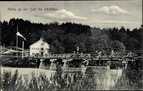 Ak Schäftlarn Oberbayern, Isar, Brücke