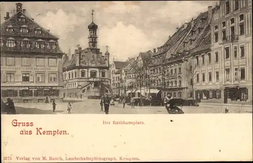 Ak Kempten im Allgäu Schwaben, Rathausplatz