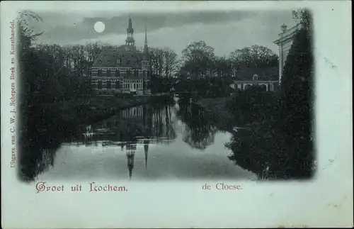 Mondschein Ak Lochem Gelderland, de Cloese