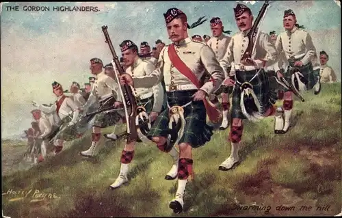 Künstler Ak Payne, H., The Gordon Highlanders, Swarming down the hill