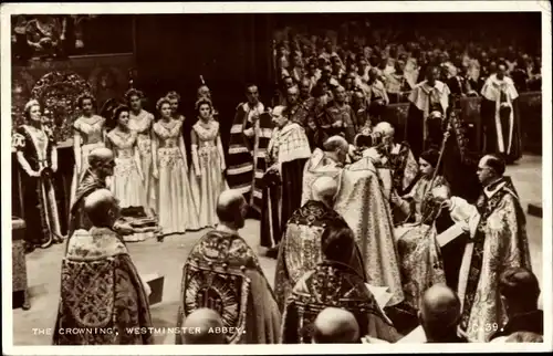 Ak London City, Westminster Abbey, Krönung von Königin Elizabeth 1953, Crowning, Queen Elizabeth