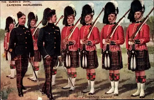 Künstler Ak The Queen's Own Cameron Highlanders