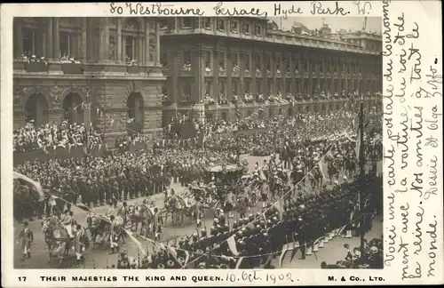 Ak Adel Großbritannien, Kutsche, Edward VII, Alexandra von Dänemark