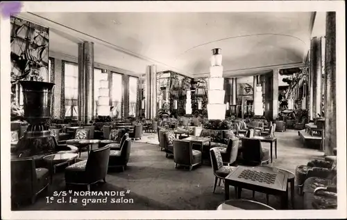 Ak Paquebot Normandie, CGT French Line, 1. Klasse Le Grand Salon