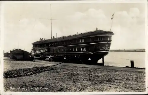 Ak Den Helder Nordholland Niederlande, Niederländisches Kriegsschiff, Koningin Emma