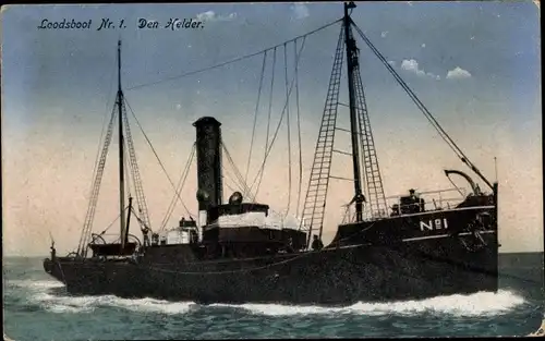 Ak Den Helder Nordholland Niederlande, Lotsenboot Nr. 1