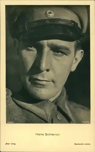 Ak Schauspieler Hans Schlenck, Portrait, Uniformmütze