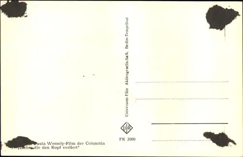 Ak Schauspielerin Winnie Markus, Portrait mit Mütze, Ufa Film, Autogramm