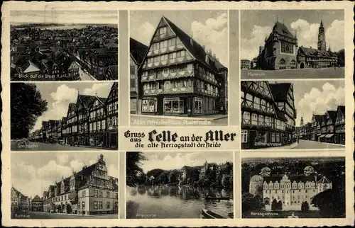 Ak Celle in Niedersachsen, Altes Patrizierhaus Poststraße, Museum, Herzogschloss, Rathaus