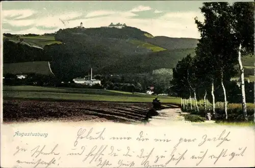 Ak Augustusburg im Erzgebirge, Panorama, Schloss