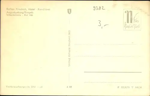 Ak Augustusburg Erzgebirge, Hotel und Kaffee Friedrich, Villenkolonie