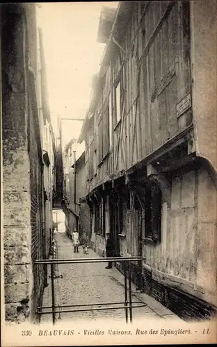 Ak Beauvais Oise, Alte Häuser, Rue des Epingliers