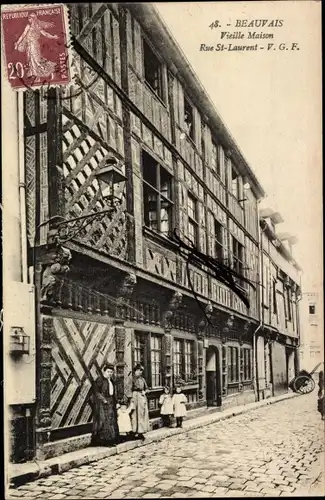Ak Beauvais Oise, Altes Haus, Rue Saint-Laurent