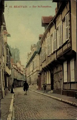 Ak Beauvais Oise, Alte Häuser, Rue Saint-Pantaleon