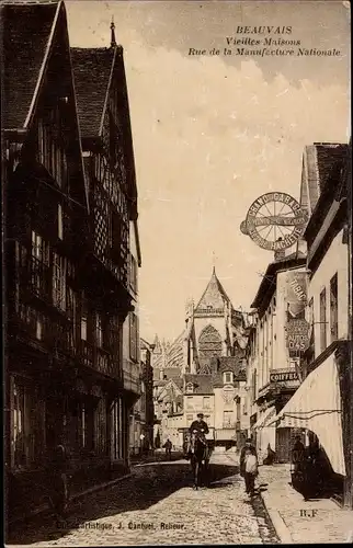 Ak Beauvais Oise, Alte Häuser, Rue de la Manufacture Nationale