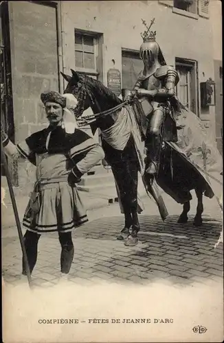 Ak Compiègne Oise, Jeanne D'Arc Festival, Ritter auf Pferd