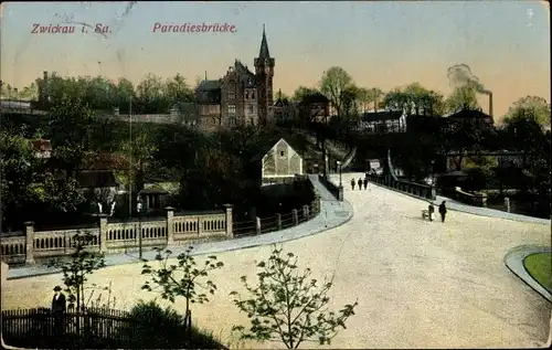 Ak Zwickau in Sachsen, Paradiesbrücke, Kreuzung