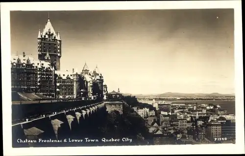 Ak Québec Kanada, Chateau Frontenac und Unterstadt