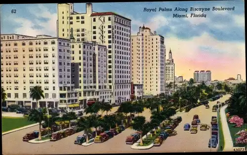 Ak Miami Beach, Florida, USA, Royal Palms am Biscayne Boulevard