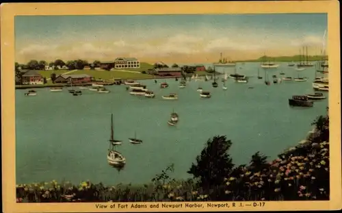 AK Newport Rhode Island USA, Blick auf Fort Adams und Newport Harbor