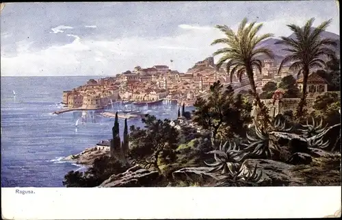 Künstler Ak Ragusa Dubrovnik Kroatien, Panorama