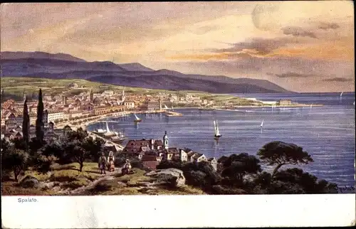 Künstler Ak Perlberg, F., Split Spalato Kroatien, Panorama