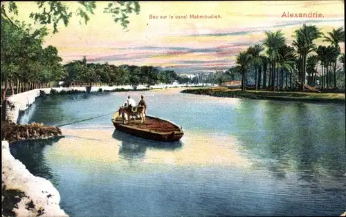 Ak Alexandria Ägypten, Bac sur le canal Mahmoudieh, Ruderpartie