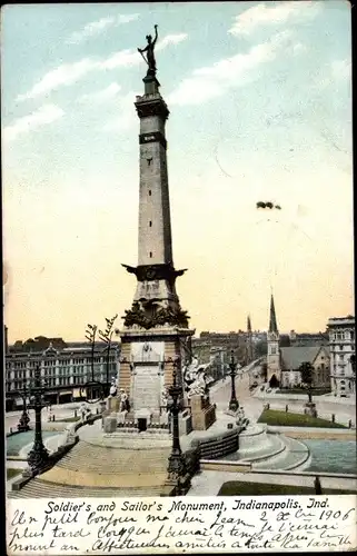 Ak Indianapolis Indiana USA, Soldaten- und Matrosendenkmal