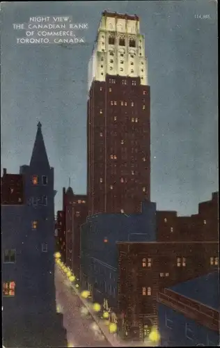 Ak Toronto Ontario Kanada, Canadian Bank of Commerce bei Nacht