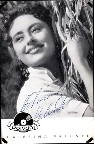 Ak Schauspielerin und Sängerin Caterina Valente, Portrait, Polydor Schallplatten, Autogramm