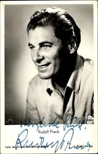 Ak Schauspieler Rudolf Prack, Portrait, Film Wenn am Sonntagabend die Dorfmusik spielt, Autogramm