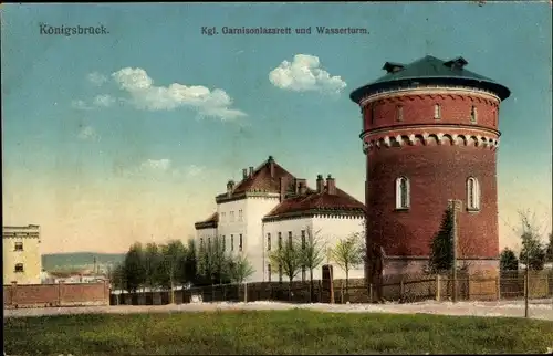 Ak Königsbrück in Sachsen, Truppenübungsplatz, Kgl. Garnisonlazarett, Wasserturm