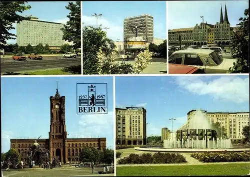 Ak Berlin Mitte, Hotel Berolina, Weltzeituhr am Alexanderplatz, Marx-Engels-Forum, Rathaus