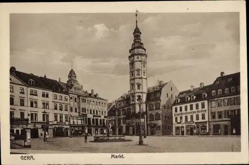 Ak Gera Thüringen, Markt, Rathaus, Geschäftshäuser