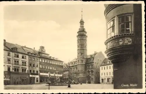 Ak Gera Thüringen, Markt, Rathaus, Erker