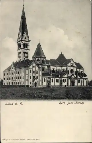 Ak Linz an der Donau Oberösterreich, Herz-Jesu-Kirche