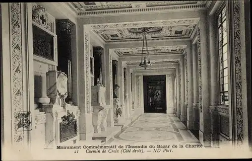 Ak Paris, Monument commemoratif de l'Incendie du Bazar de la Charite, Chemin du Croix