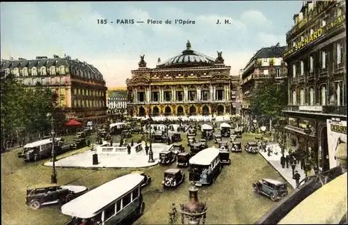 Ak Paris IX., Place de l'Opera, Bus