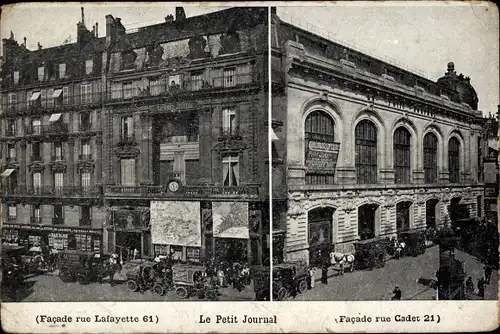 Ak Paris IX, Le Petit Journal, Rue Lafayette 61, Facade Rue Cadet 21