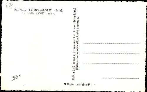 Ak Lyons la Forêt Eure, La Halle