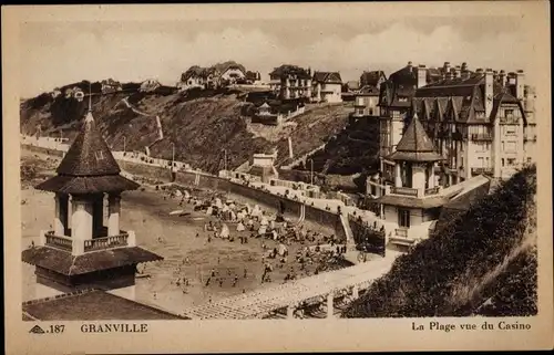 Ak Granville Manche, La Plage vue du Casino