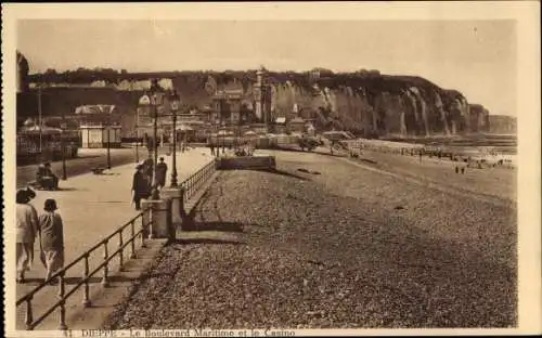 Ak Dieppe Seine Maritime, Boulevard Maritime, Casino