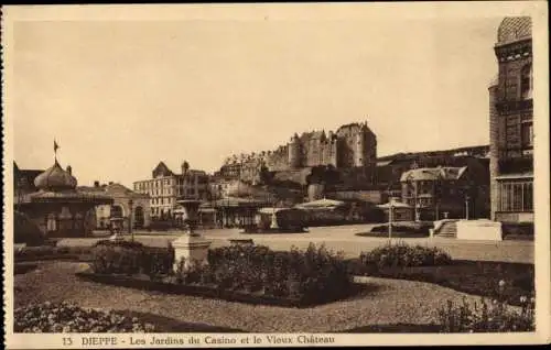 Ak Dieppe Seine Maritime, Gärten des Casinos, Altes Schloss